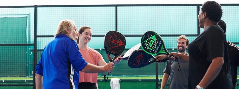 Group of padel players at the National Tennis Centre in London