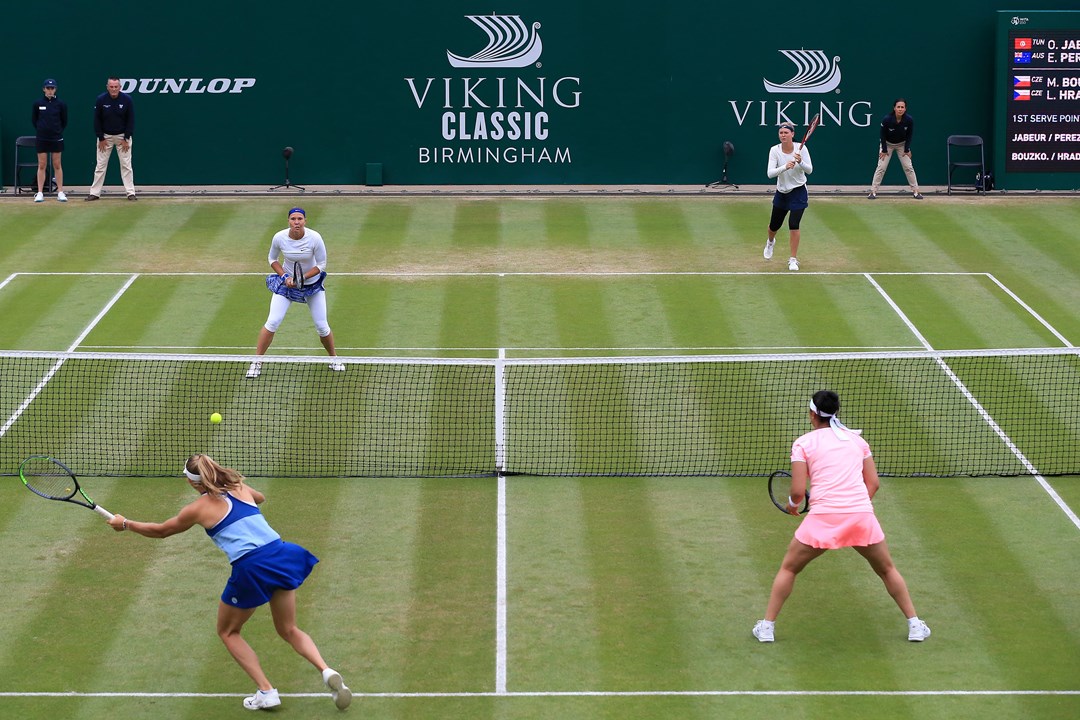 Marie Bouzkova and Lucie Hradecka against Ons Jabeur and Ellen Perez in the Womens Doubles Final at the Viking Classic