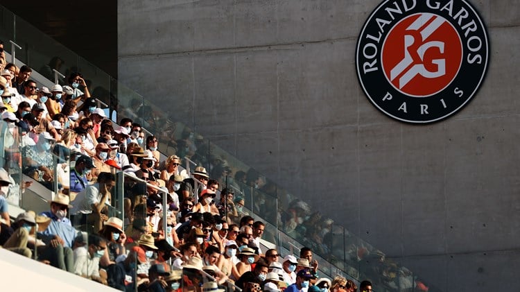 Spectators watch on during the Men's Doubles Final of the 2021 French Open at Roland Garros