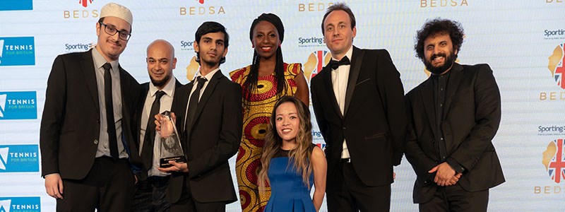 Ruhel Ahmed poses at The British Muslim Heritage centre after winning the SERVES community tennis project of the year