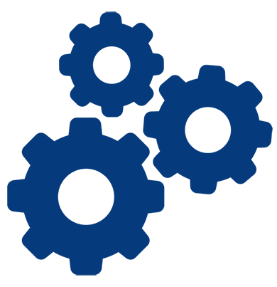 Blue gear cogs used as an icon