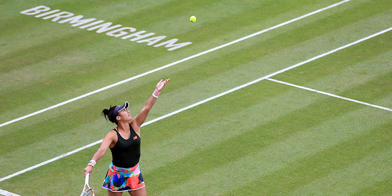 Heather Watson serving Birmingham Classic 2021