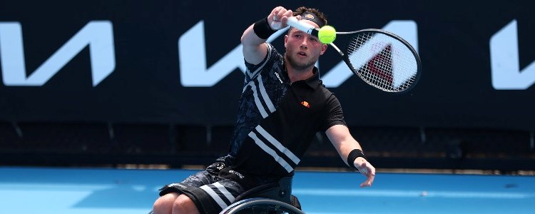 Alfie Hewett playing a forehand tennis shot at the Australian Open