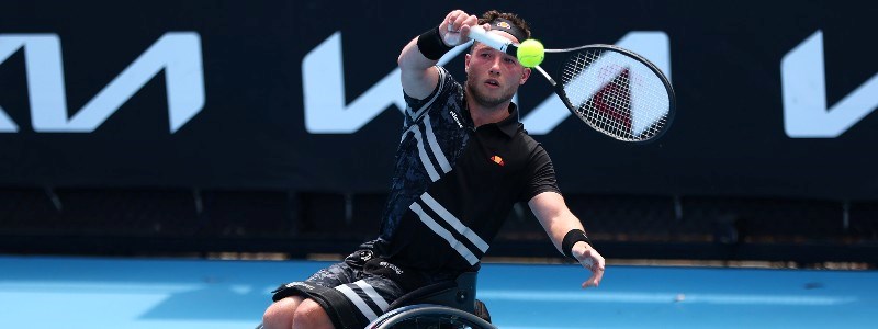 Alfie Hewett playing a forehand tennis shot at the Australian Open