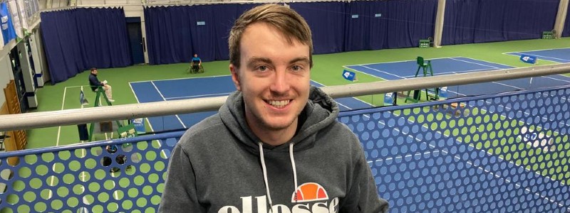 Dermot Bailey at the finals of the  Bolton Indoor ITF3 Wheelchair Tennis tournament in 2021