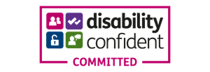 Disability confident committed logo with a transparent background
