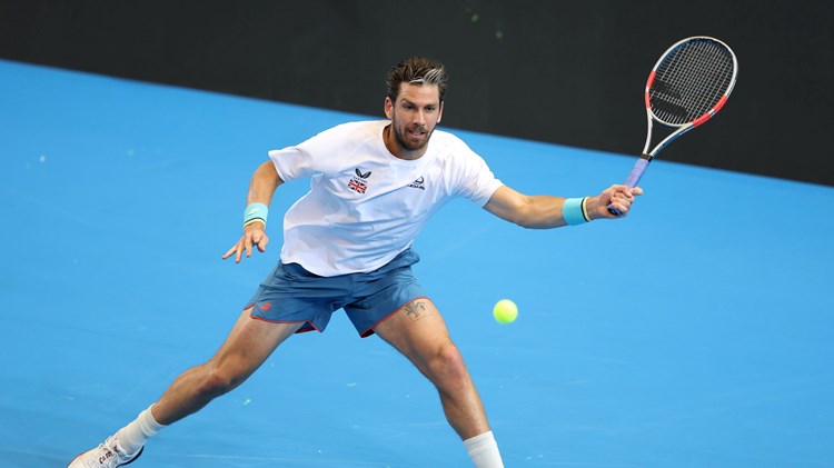 Cam Norrie in training ahead of the Davis Cup Qualifier tie against Norway