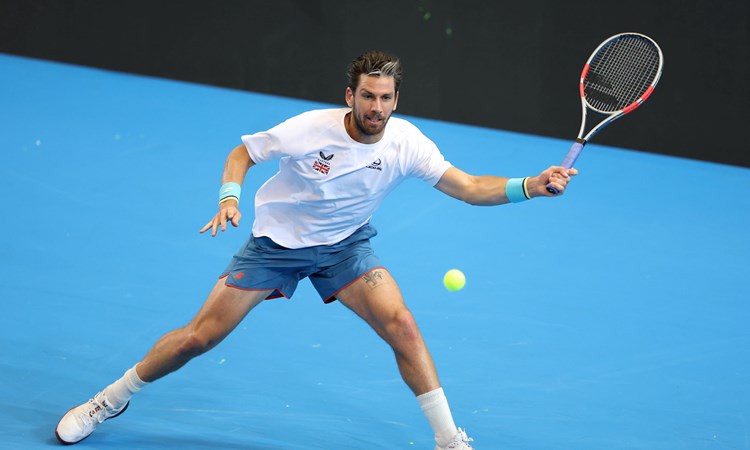 Cam Norrie in training ahead of the Davis Cup Qualifier tie against Norway