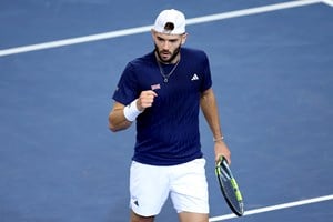 Jacob Fearnley gives a fist pump  during a Davis Cup win over Norway