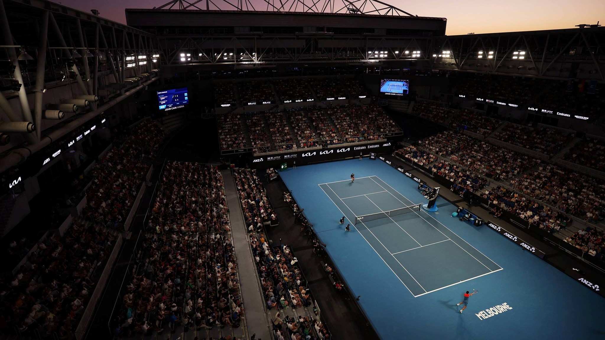 Sky view of the John Cain Arena at the Australian Open