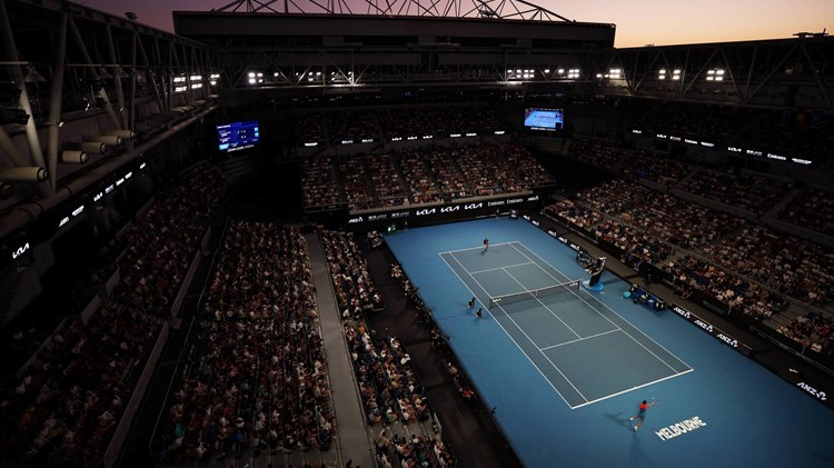 Sky view of the John Cain Arena at the Australian Open