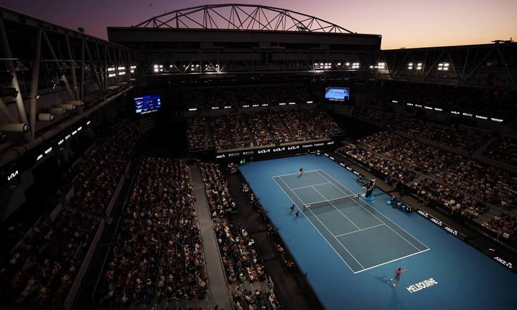 Sky view of the John Cain Arena at the Australian Open