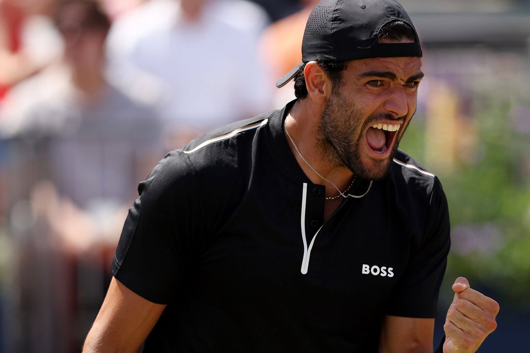 Matteo Berrettini celebrates a point at the cinch Championships in 2022