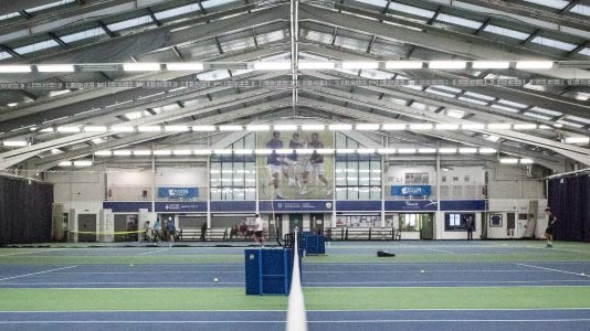 Indoor courts at the GB National Tennis Academy at the University of Stirling.