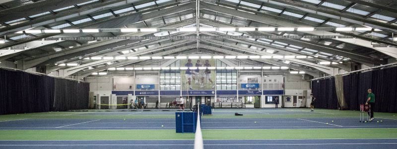 Indoor courts at the GB National Tennis Academy at the University of Stirling.