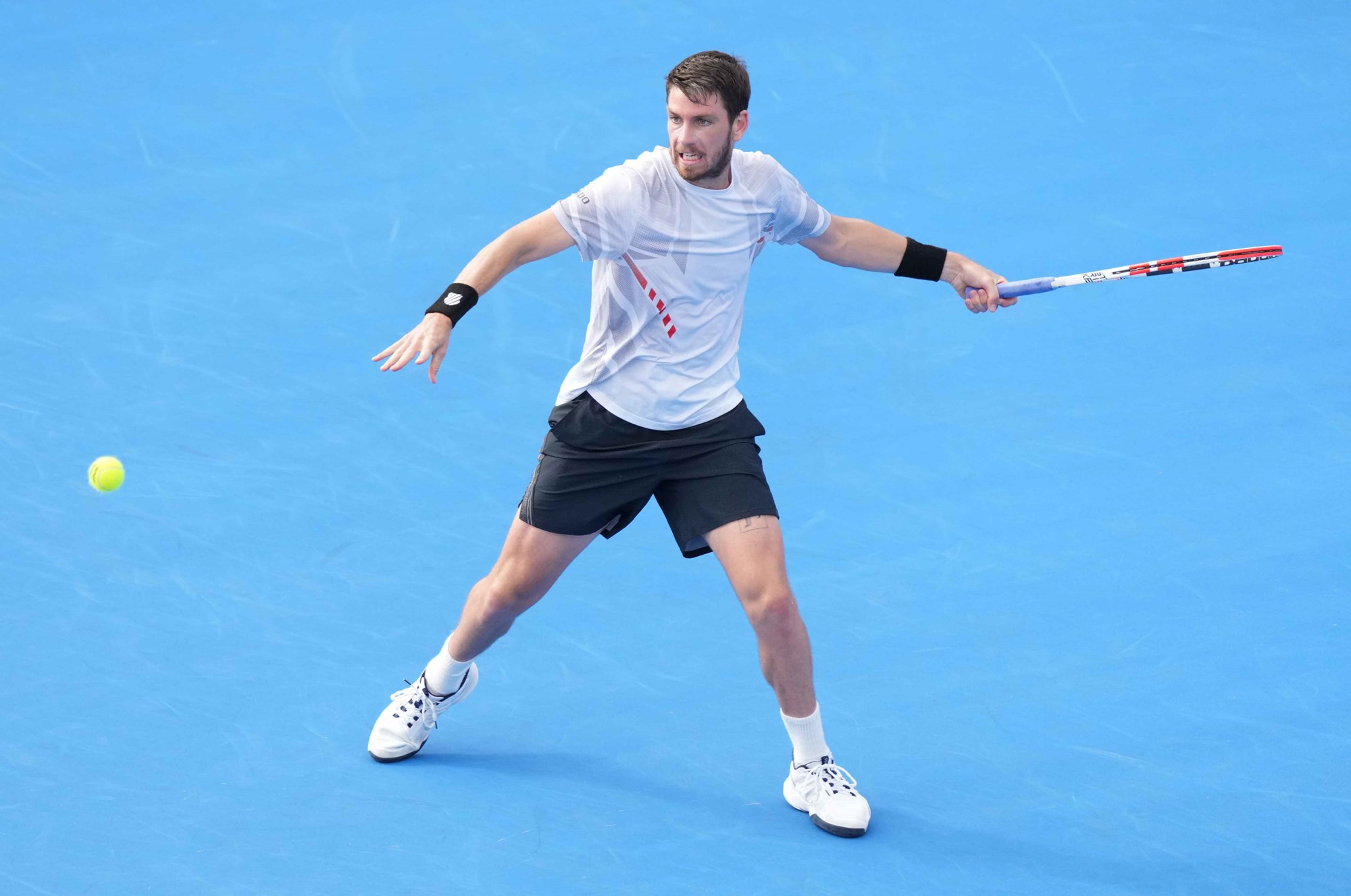 Cam Norrie lines up a forhand in the 2022 Delray Beach Open final