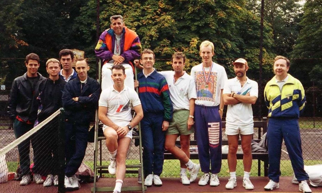 The Croydon Area Gay Society (CAGS) Tennis Group playing a fundraising event called the ACE trophy for the AIDS Care Education Project (ACE) in 1991 . 