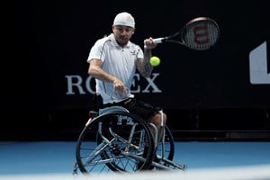 Andy Lapthorne hitting a forehand at the Australian Open 2023