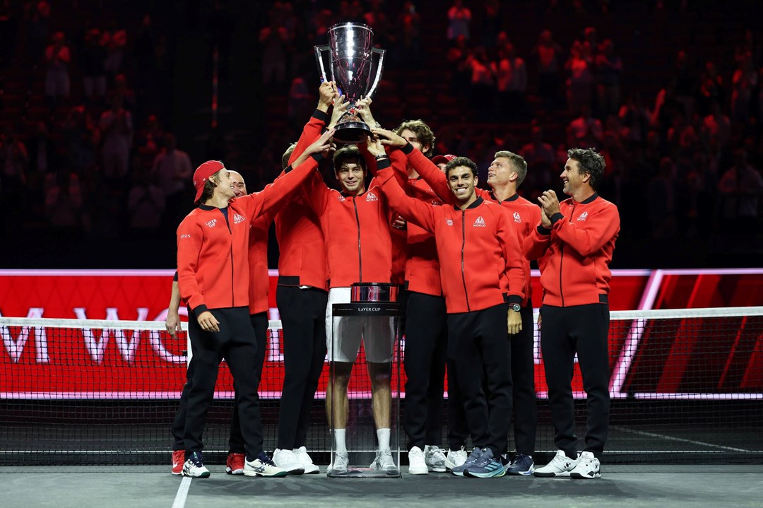 Team World lifting the 2025 Laver Cup title