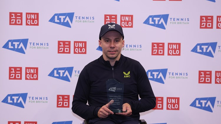 Andy Lapthorne holding the Bolton Indoor ITF 2 singles title