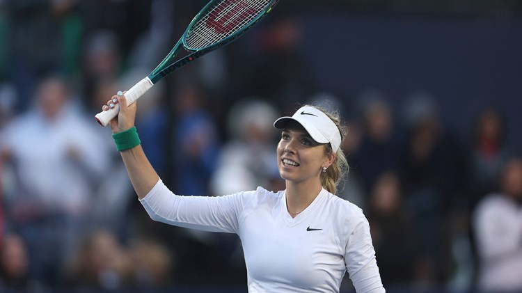 Katie Boulter celebrates reaching the San Diego Open final