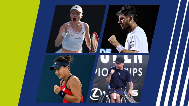 February Player of the Month Nominees Harriet Dart, Cam Norrie, Heather Watson and Andy Lapthorne in an image collage