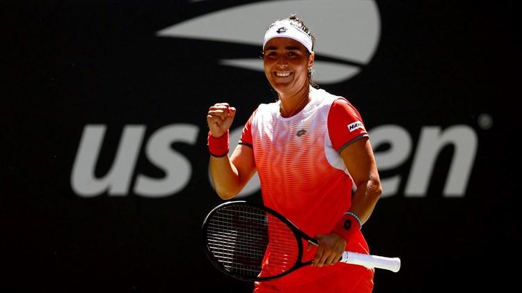 Ons Jabeur celebrating at the 2022 US Open