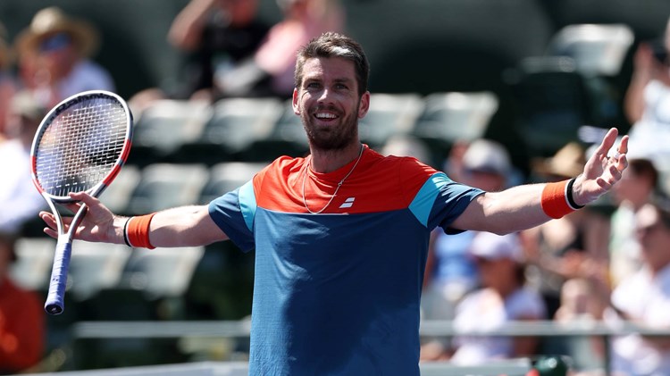 Cam Norrie celebrates making the fourth round at Indian Wells