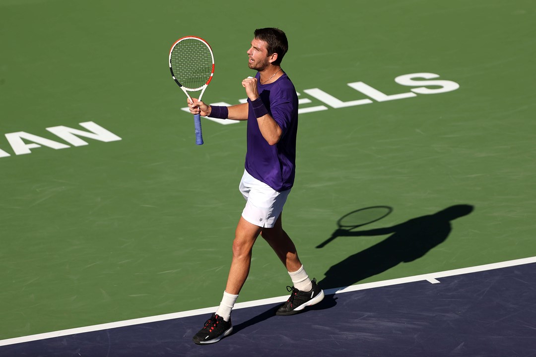 Cam Norrie celebrating a victory at the 2021 Indian Wells