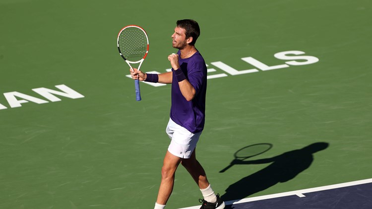 Cam Norrie celebrating a victory at the 2021 Indian Wells