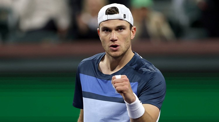Jack Draper gives a fist pump during a quarter-final win over Ben Shelton at Indian Wells 2025
