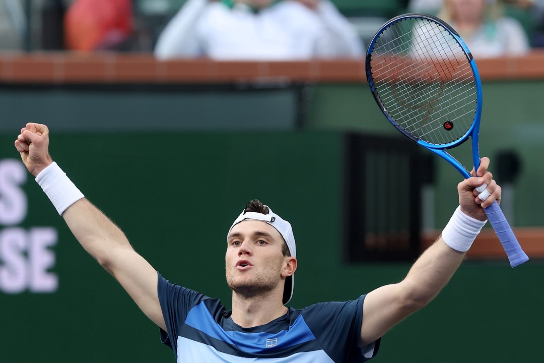 Jack Draper celebrates beating Taylor Fritz in the fourth round of Indian Wells 2025