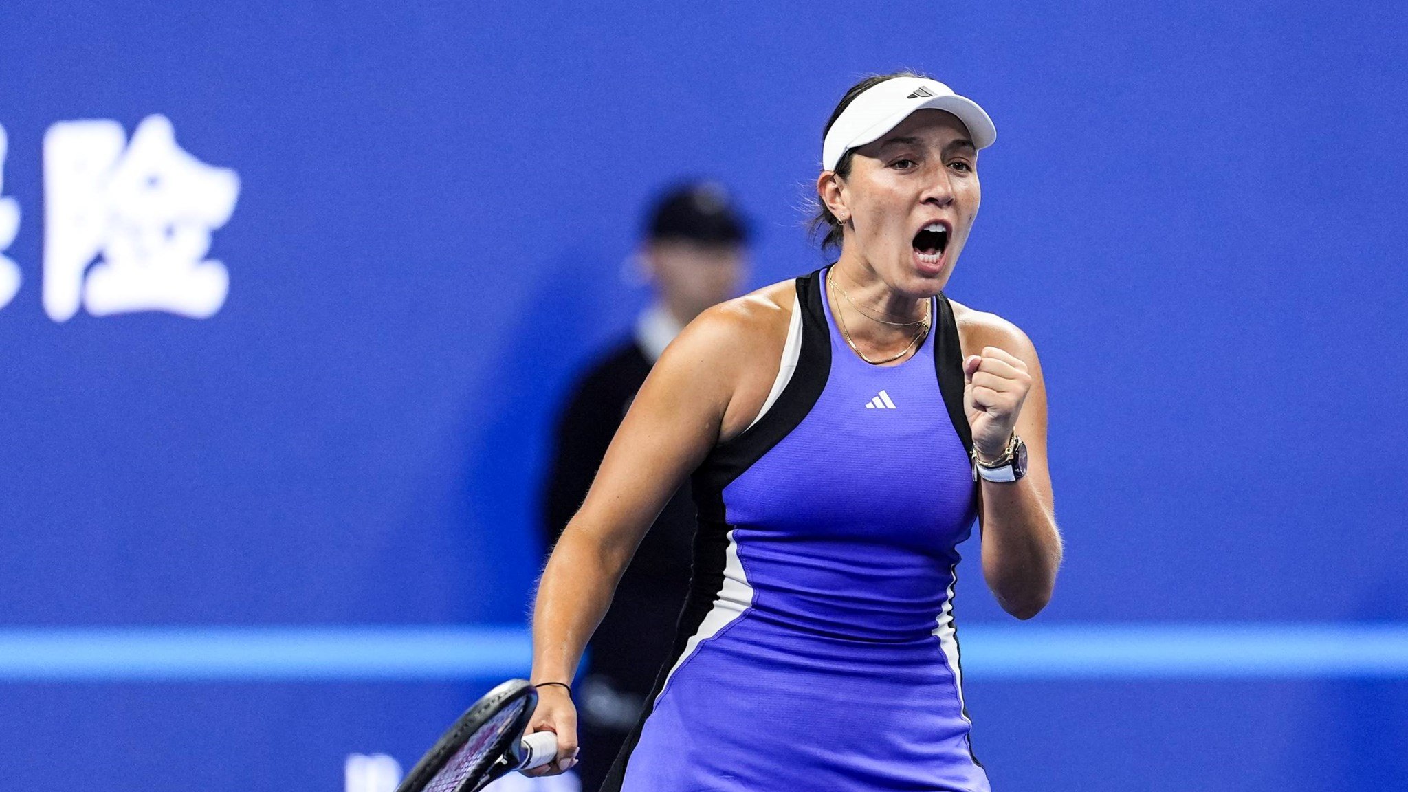 Jessica Pegula gives a fist pump at the 2024 China Open