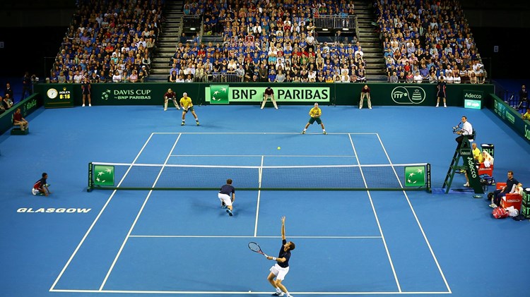 Andy and Jamie Murray in the 2015 Davis Cup doubles in Glasgow