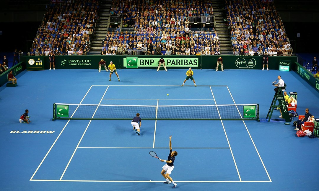 Andy and Jamie Murray in the 2015 Davis Cup doubles in Glasgow