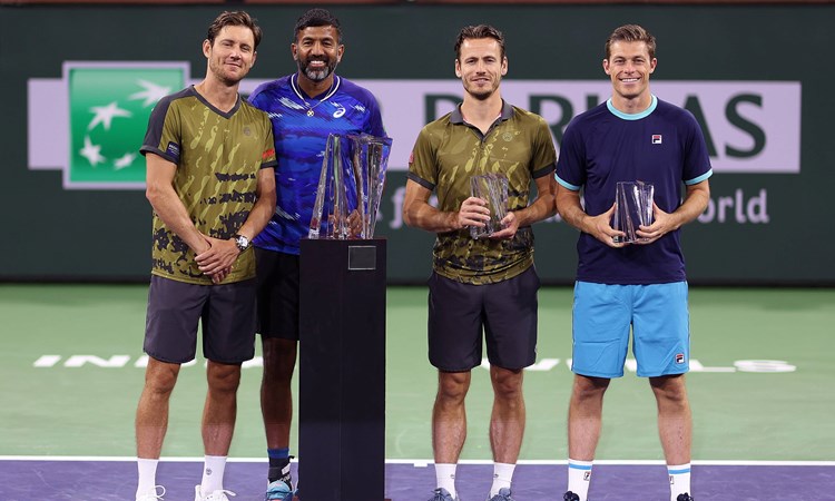 2023 Indian Wells champions Rohan Bopanna and Matthew Ebden with runners-up Neal Skupski and Wesley Koolhof