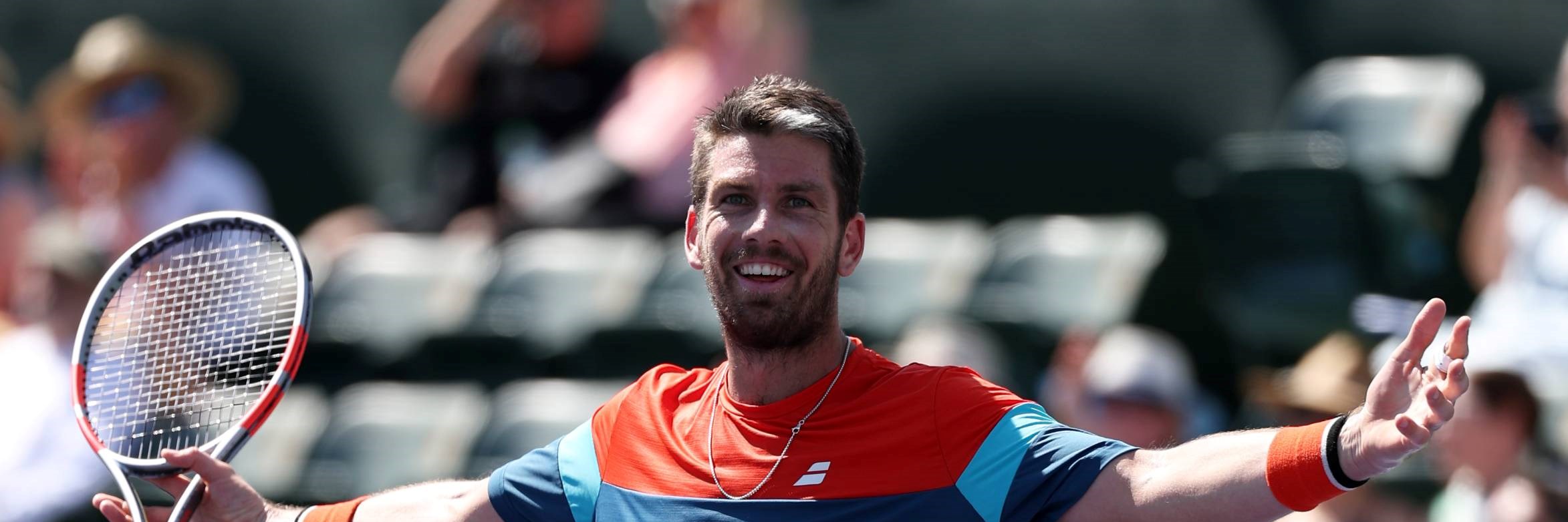 Cam Norrie celebrates making the fourth round at Indian Wells