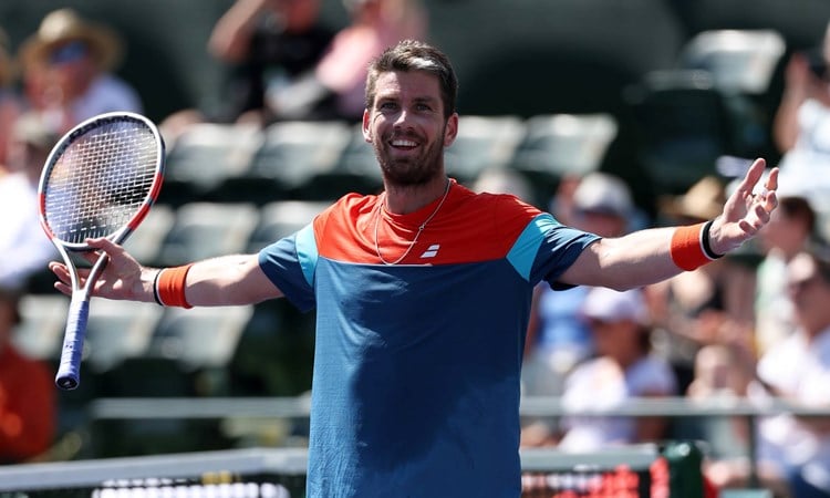 Cam Norrie celebrates making the fourth round at Indian Wells