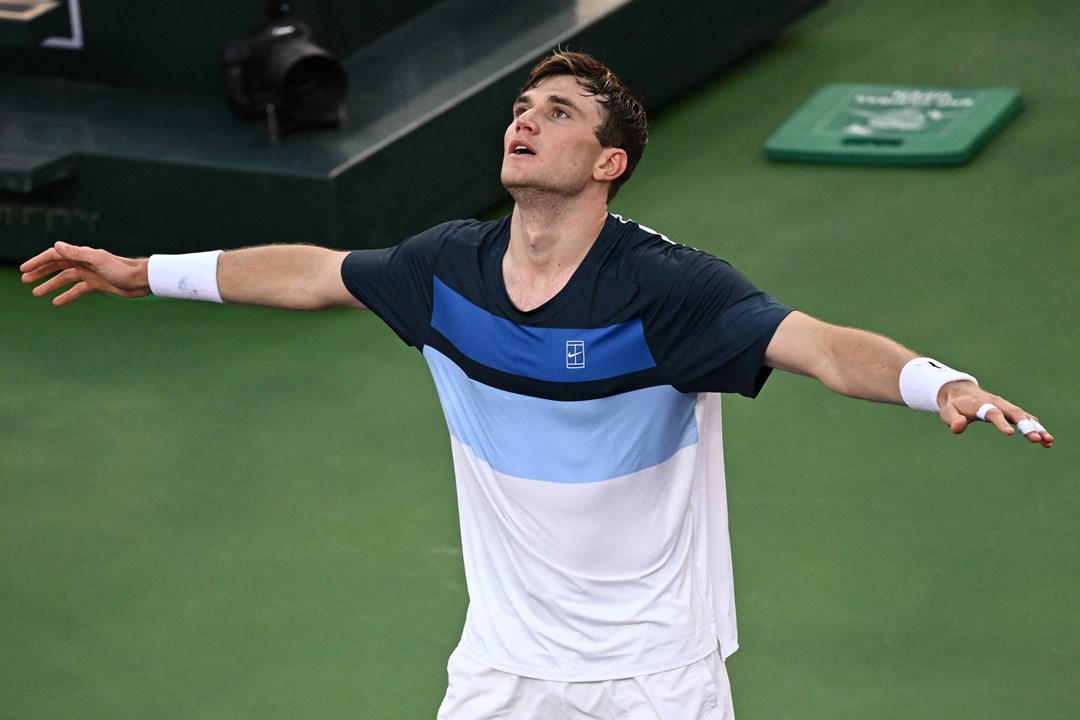 Jack Draper celebrates winning his first ATP Masters 1000 semi-final at Indian Wells