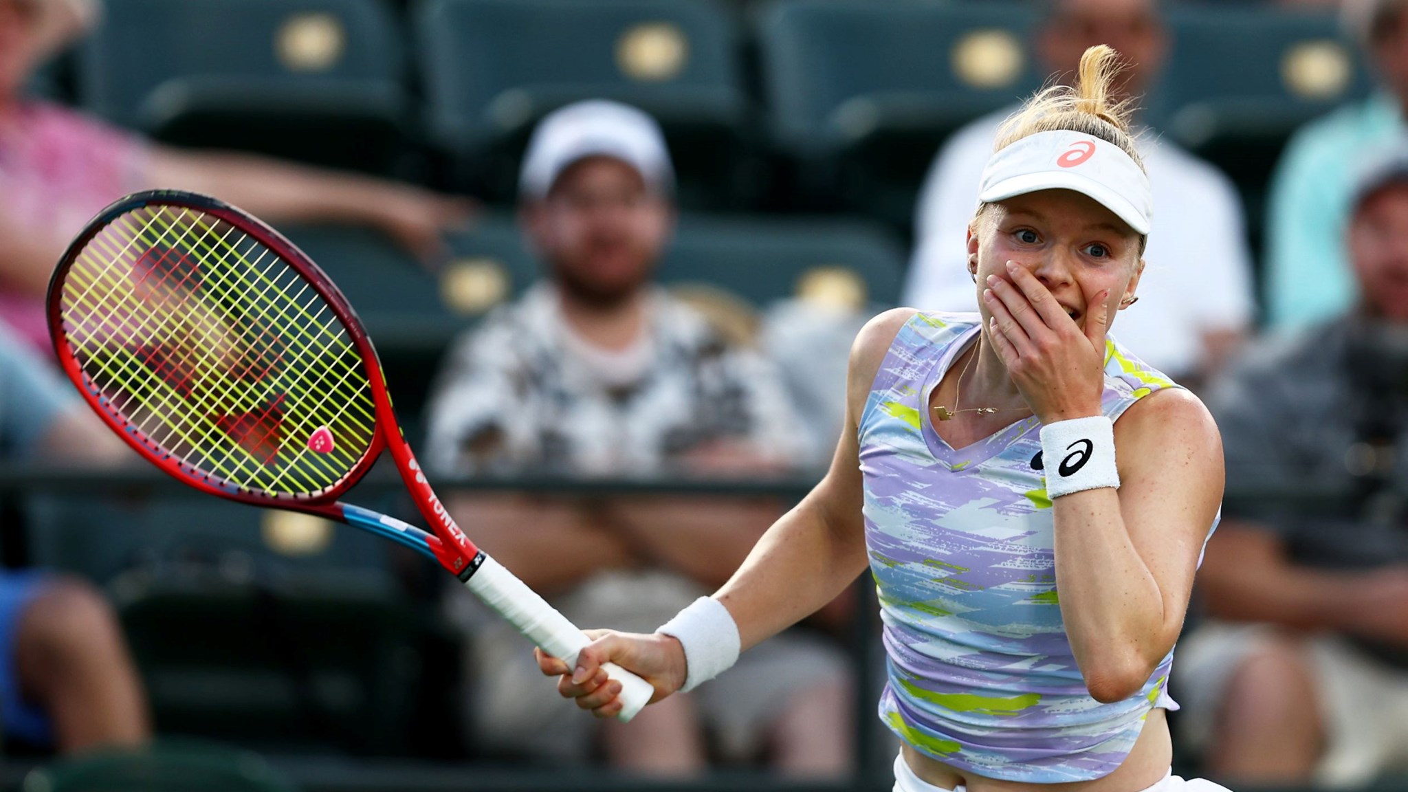 Harriet Dart reacts to her third round win in Indian Wells 2022