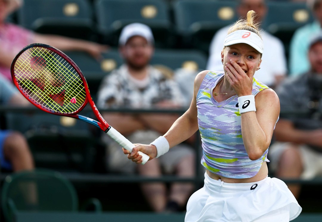 Harriet Dart reacts to her third round win in Indian Wells 2022