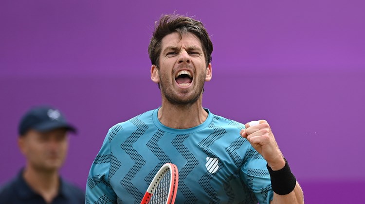 Cam Norrie gives a fist pump celebration at the 2021 cinch Championships