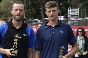 Billy Harris holding his runner-up trophy at his first ATP Challenger final