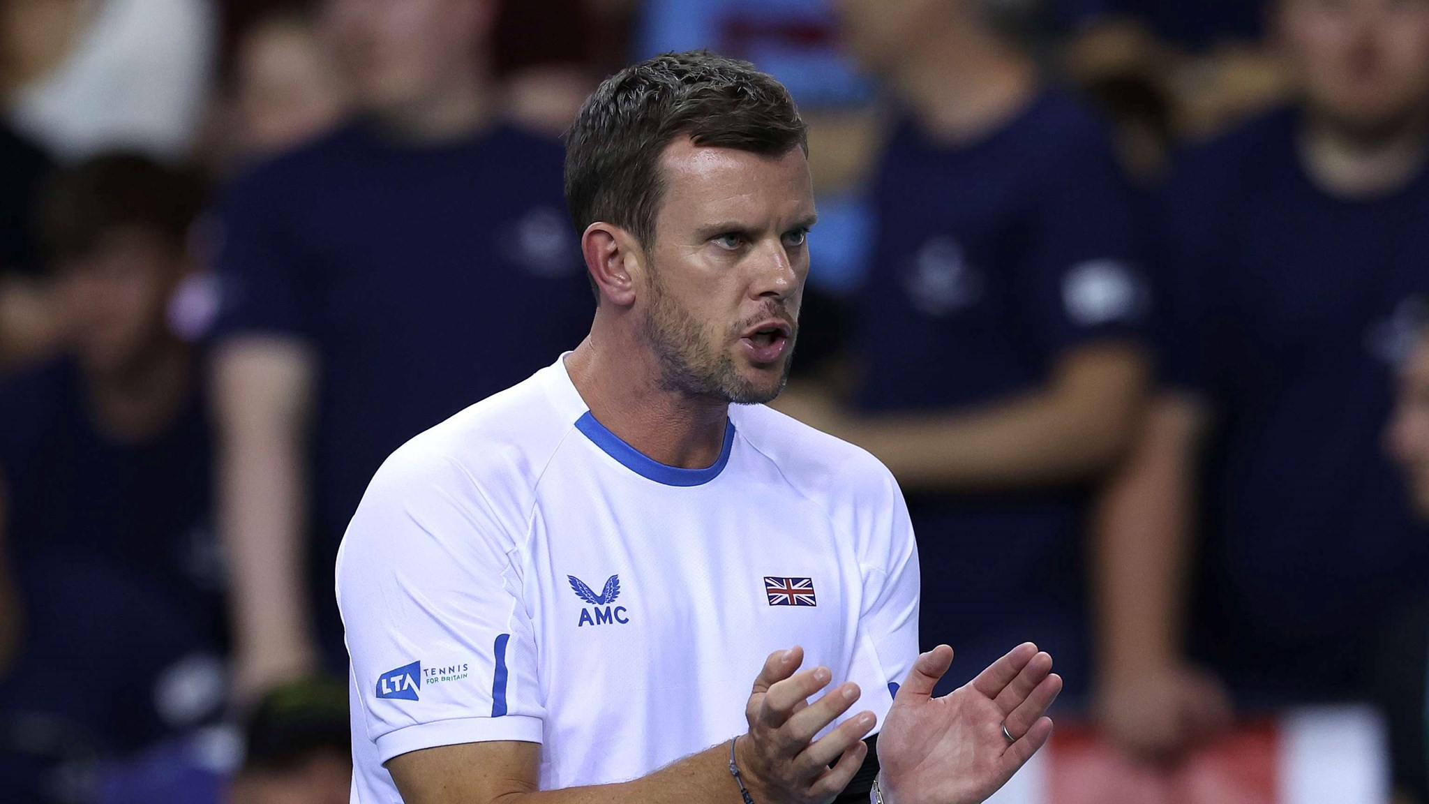 Leon Smith clapping at the Davis Cup Finals in 2022