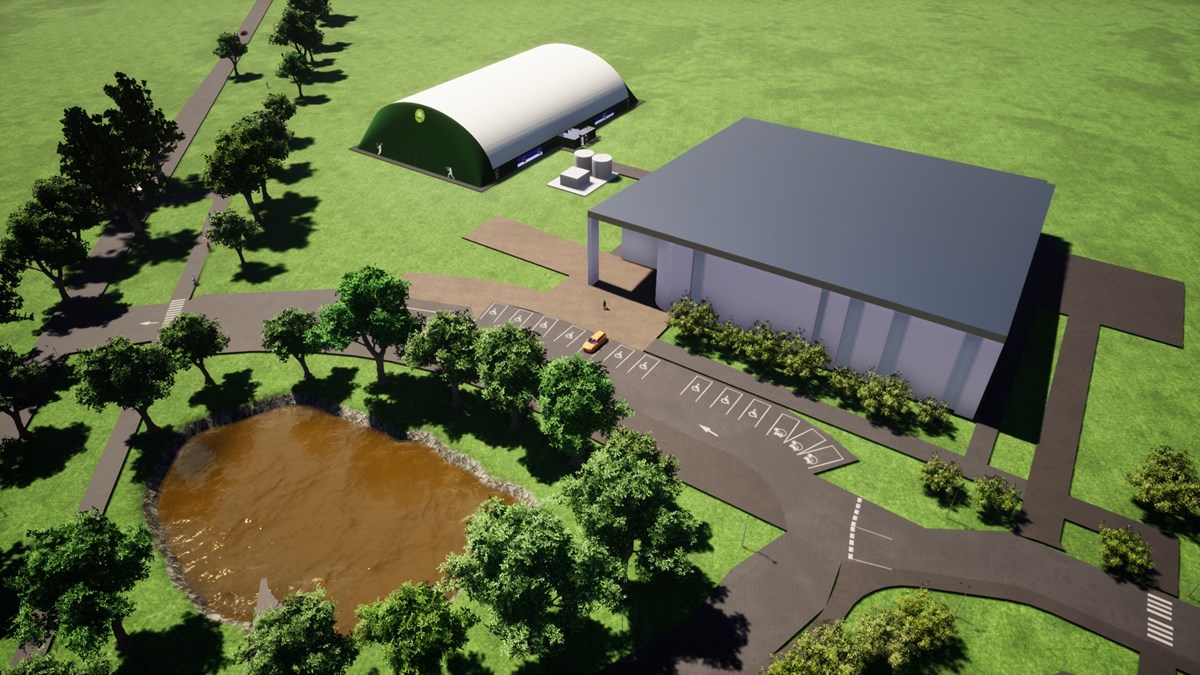 Aerial view of what the new community indoor tennis centre will look like