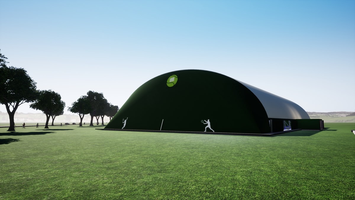 Outside view of what the new indoor tennis centre will look like