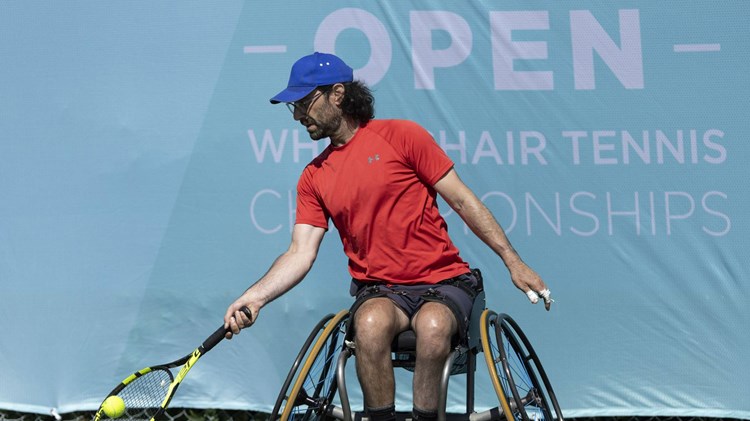 Mark Langeveld hits a forehand at the British Open