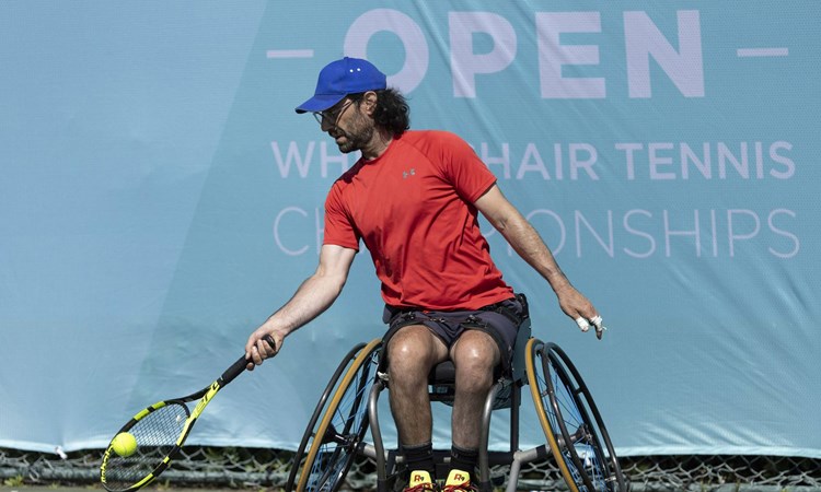 Mark Langeveld hits a forehand at the British Open