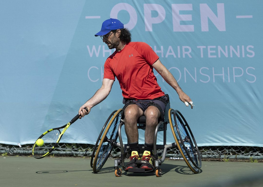Mark Langeveld hits a forehand at the British Open