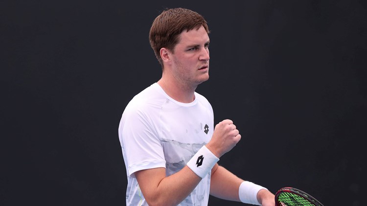 Henry Patten celebrates a point at the Australian Open